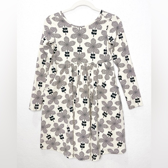 Hanna Andersson Super Twirl Celebration Dress Floral Ecru Black Size 12 Pockets - Picture 2 of 7